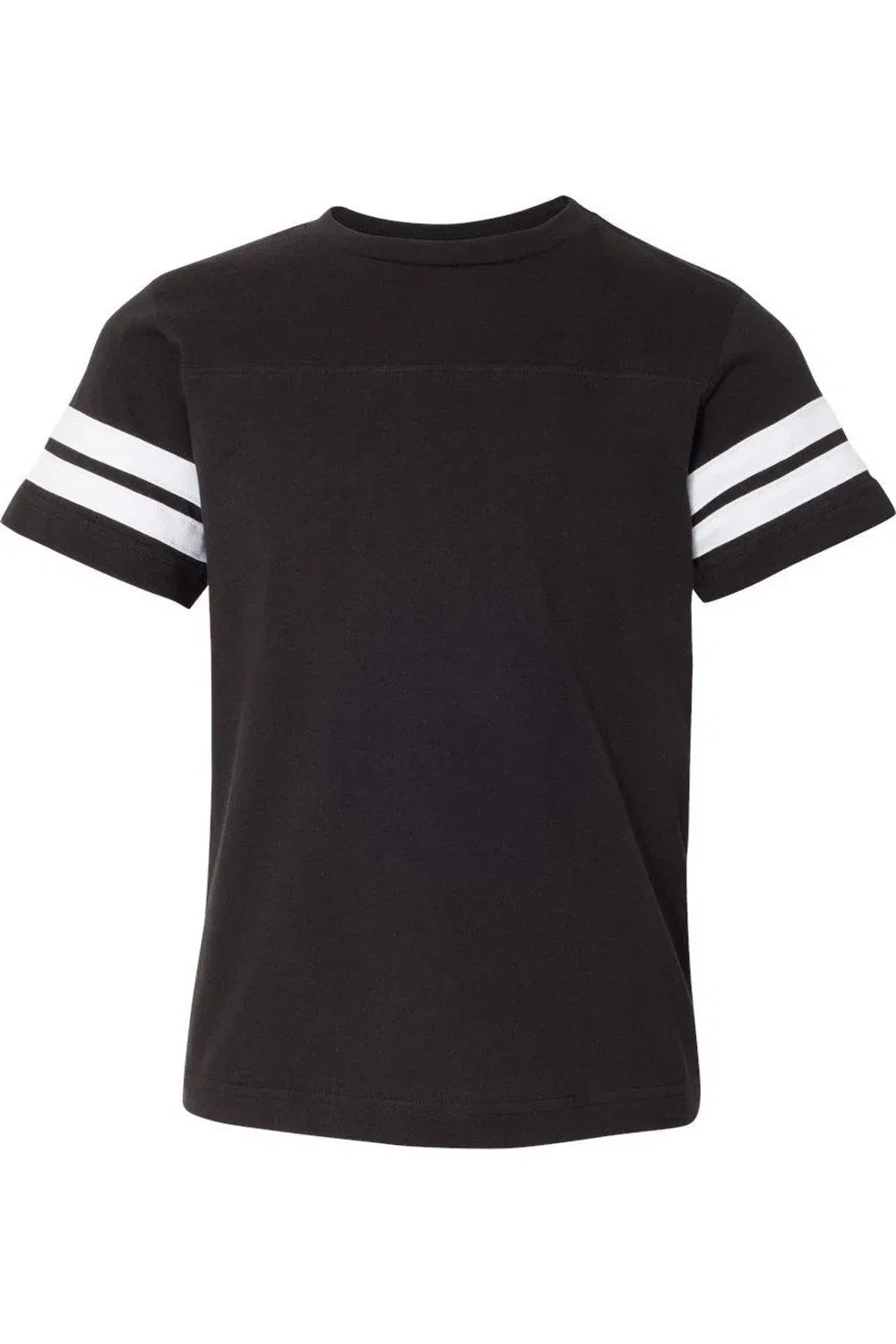 Детская футболка для мальчиков с контрастными полосами на рукавах LAT Youth Football Fine Jersey Tee, Black Solid/ White