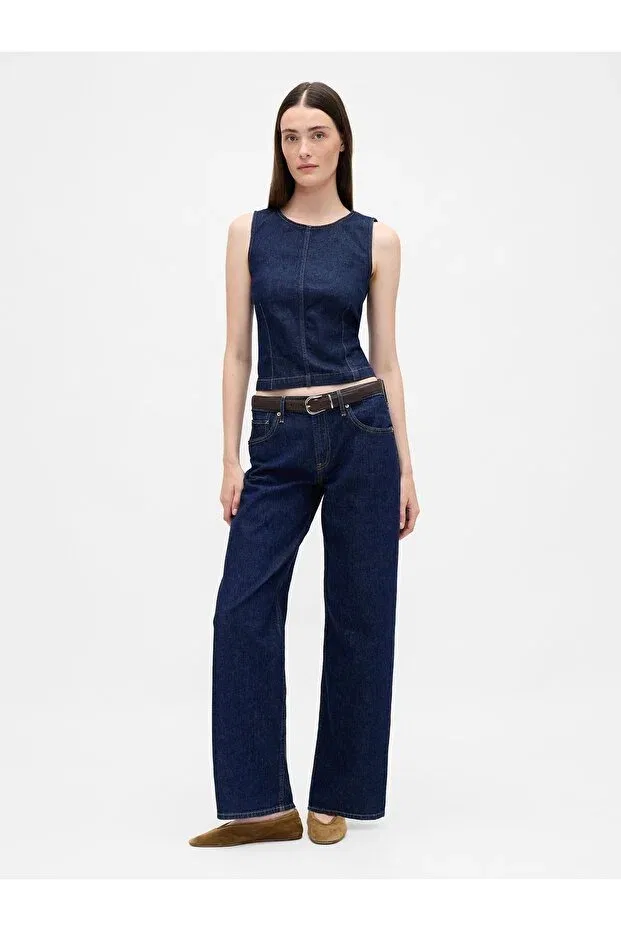 Женские джинсы с широкой штаниной Gap, Denim Blue-000