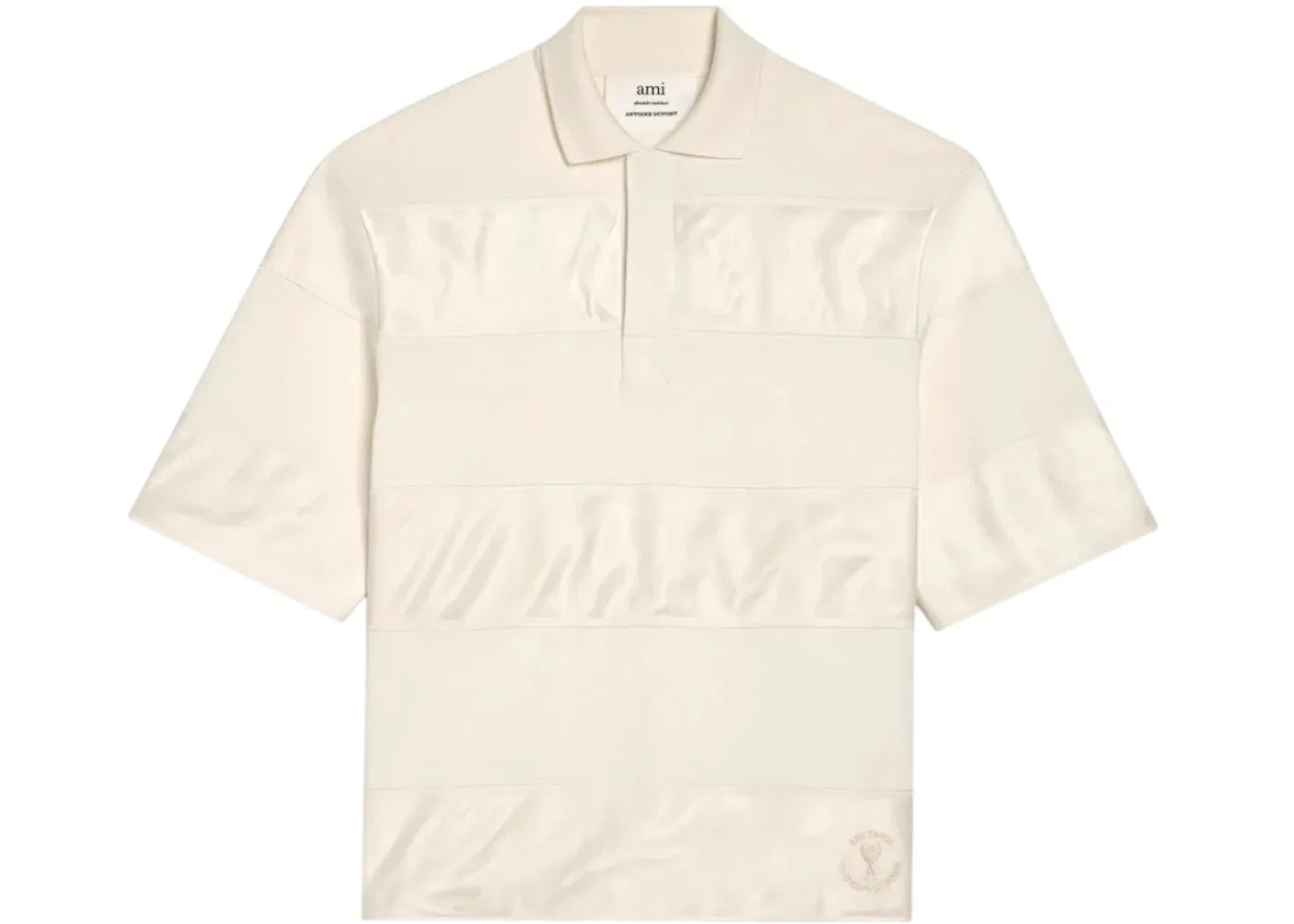 Мужское поло с сатиновыми полосками Ami Paris, Beige