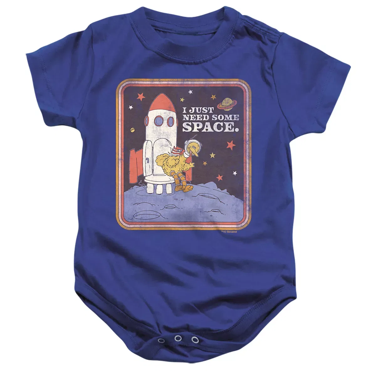Детское боди с коротким рукавом Vintage Big Bird, Need Some Space Sesame Street, Royal