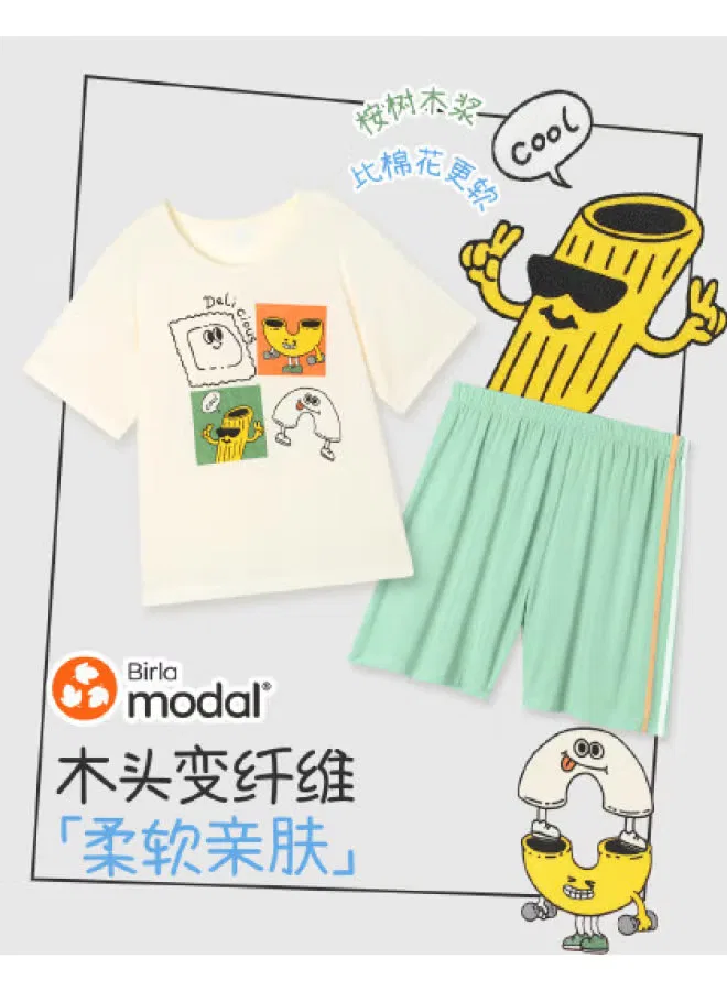 Long Time Companion Комплект пижамы с коротким рукавом и шортами для мальчиков, абрикосовый/зеленый