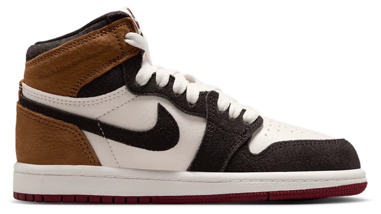 Детские кроссовки для мальчиков с высоким берцем Jordan Retro 1 High OG, Jordan, Light British Tan Shadow Brown Soft Pearl