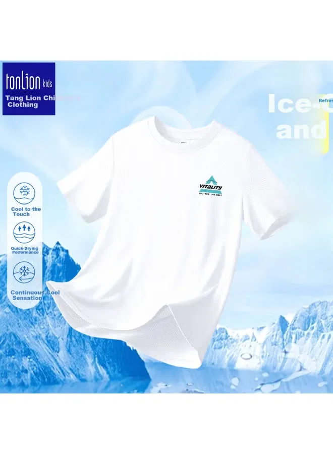 Футболка с коротким рукавом с сетчатой вставкой Tonlion Kids, белый