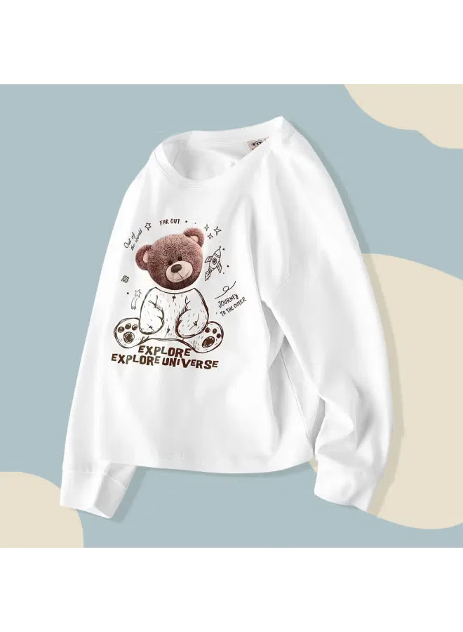 Футболка детская с длинным рукавом с принтом Jeanswest, бежевый — фото 2