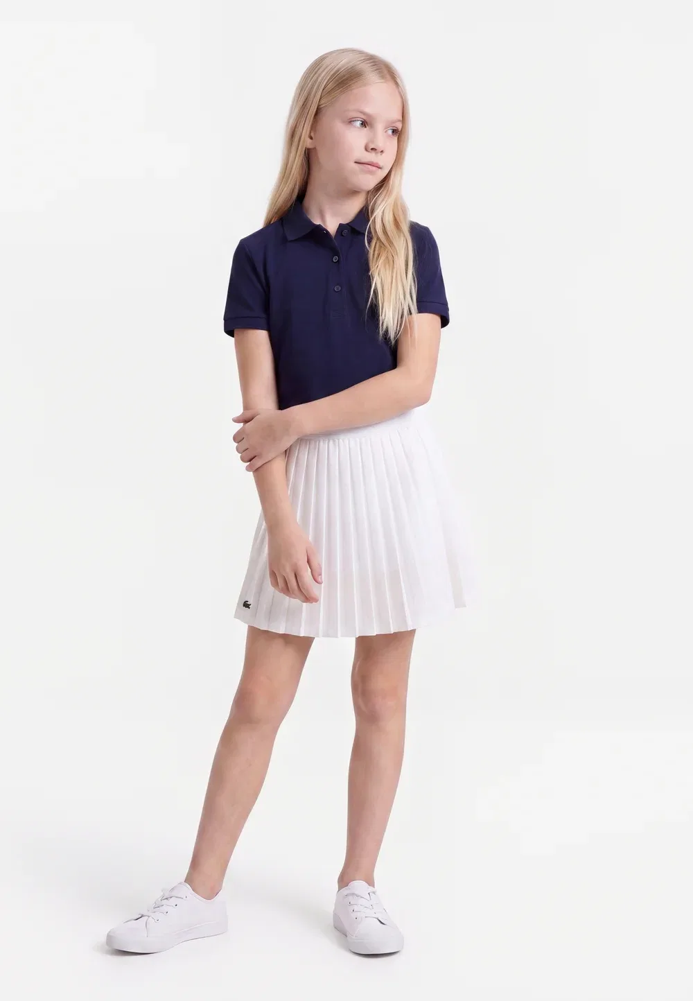 Спортивная юбка с логотипом - плиссированная юбка Lacoste, Blanc