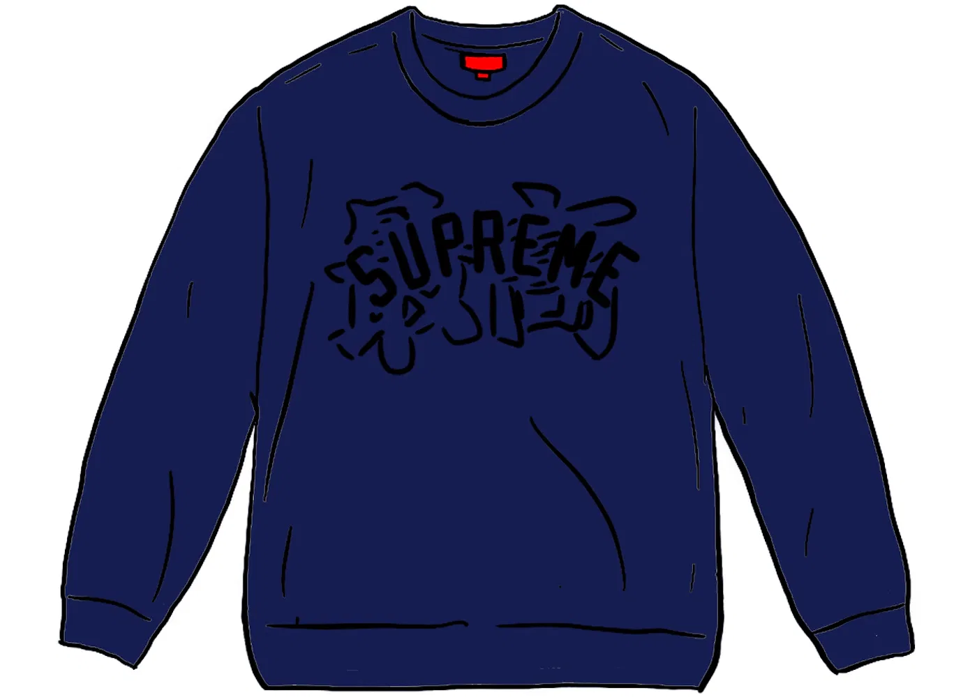 Мужской свитшот с логотипом Supreme Kanji Logo Crewneck Navy/Red