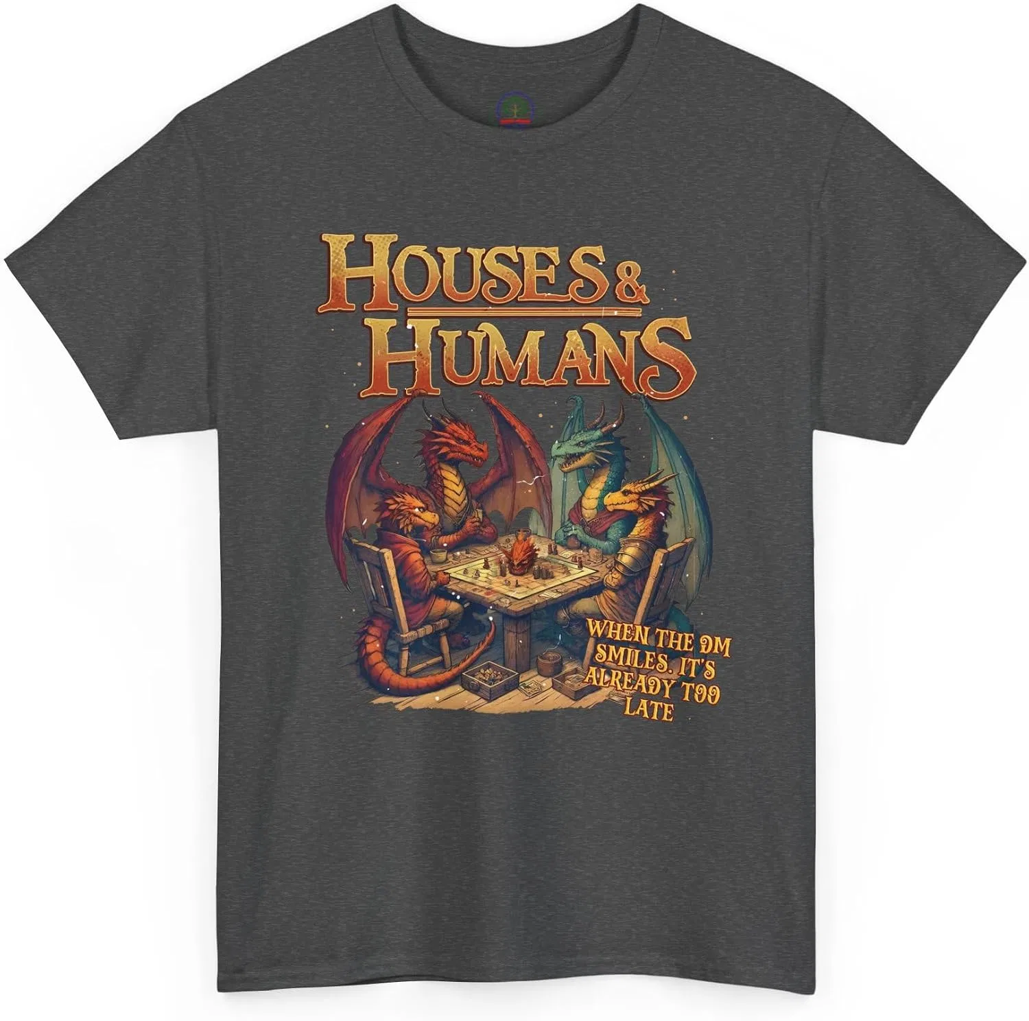 Мужская футболка с принтом Houses and Humans Role-Playing Tee, тёмно-серый меланж — фото 4