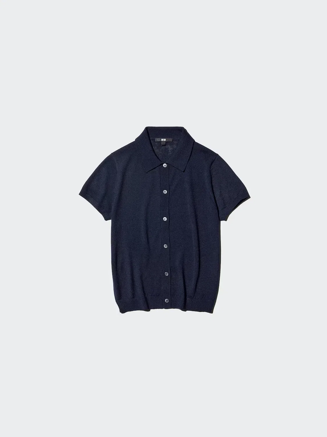 Кардиган-поло Uniqlo, из мериносовой шерсти, серый — фото 3