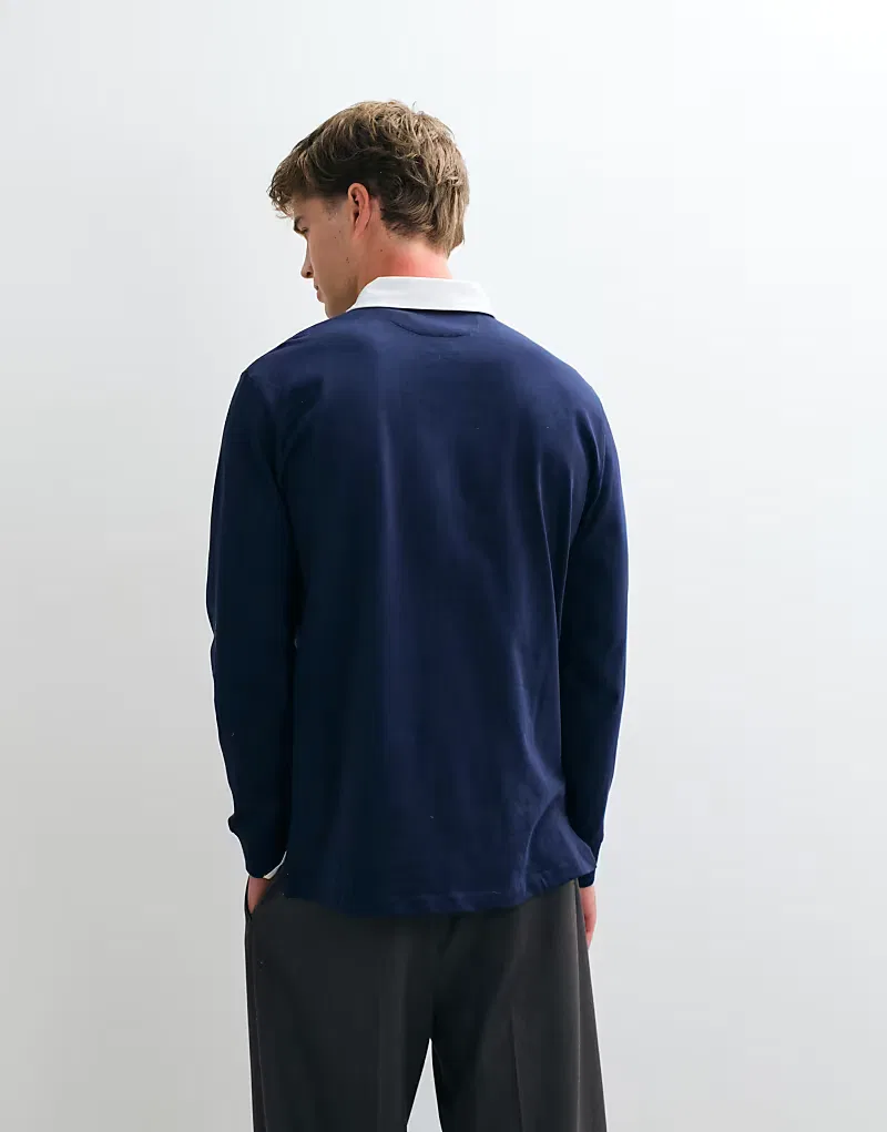 Рубашка-поло с длинными рукавами Polo Ralph Lauren, темно-синяя — фото 4