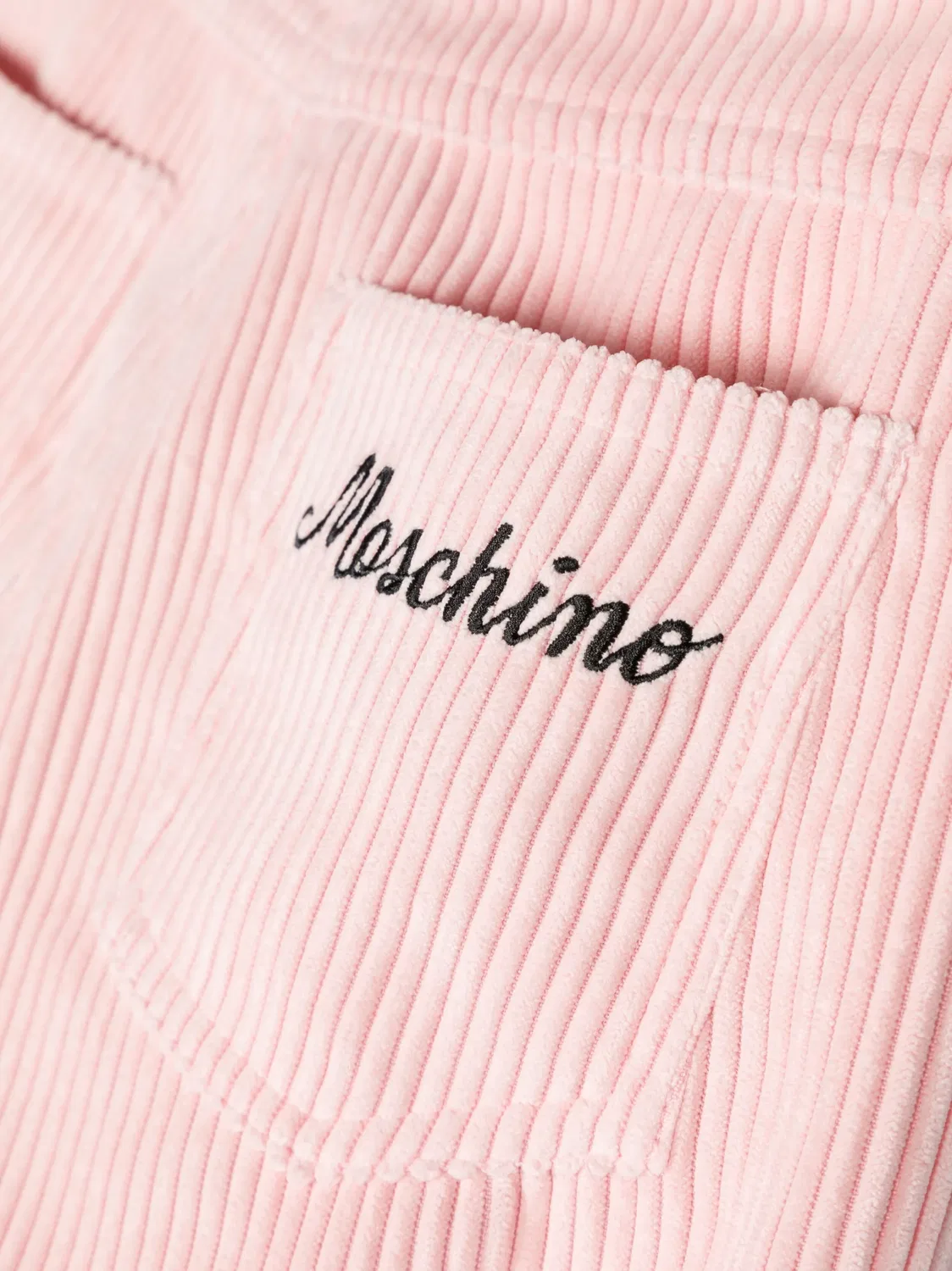 Прямые брюки из вельвета с логотипом Moschino, розовый — фото 2