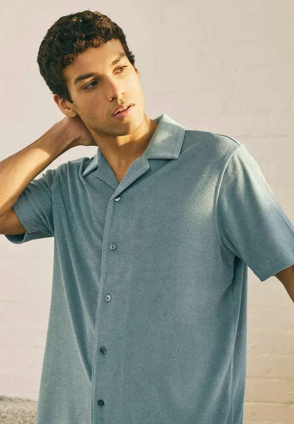 Пижамный комплект хлопковый Regular fit short sleeve toweling set Next, green, зеленый — фото 2