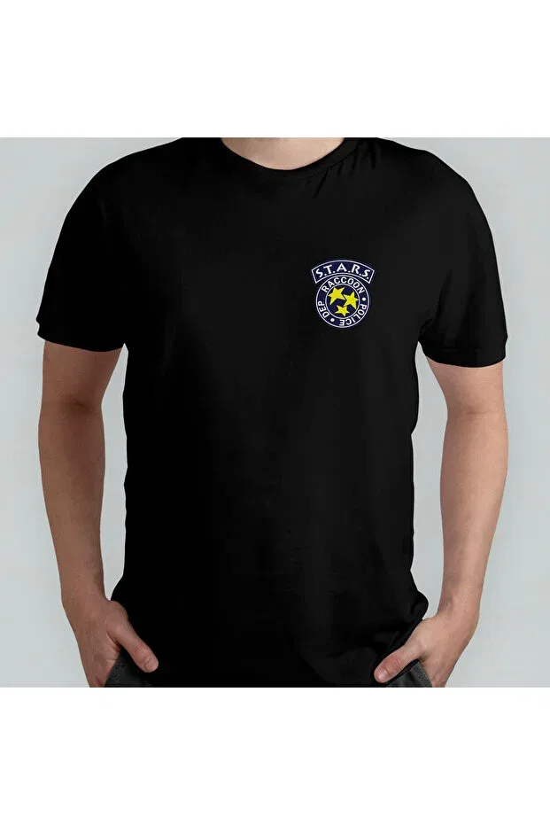 Детская футболка с принтом Resident Evil Raccoon City Police Department Stars Pixxa, Black