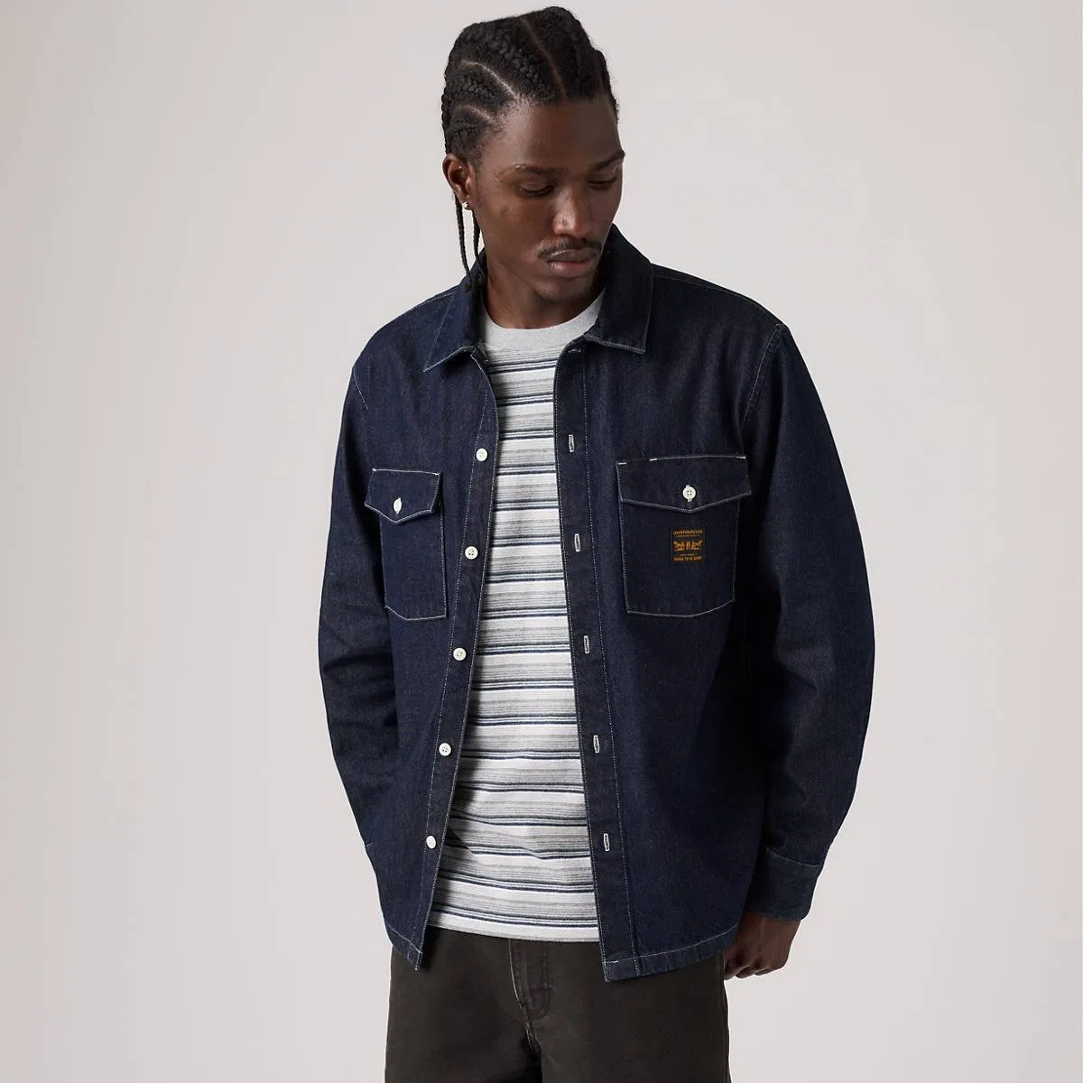 Свободная джинсовая рабочая рубашка с длинными рукавами Levi's, Rinse Work Repeat - Dark Wash
