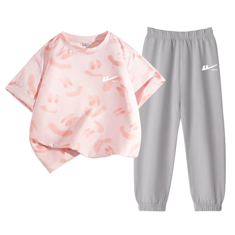 Детский спортивный комплект с круглым вырезом Warrior Pink/H White Huili Small K-Gray/H White Huili Small K