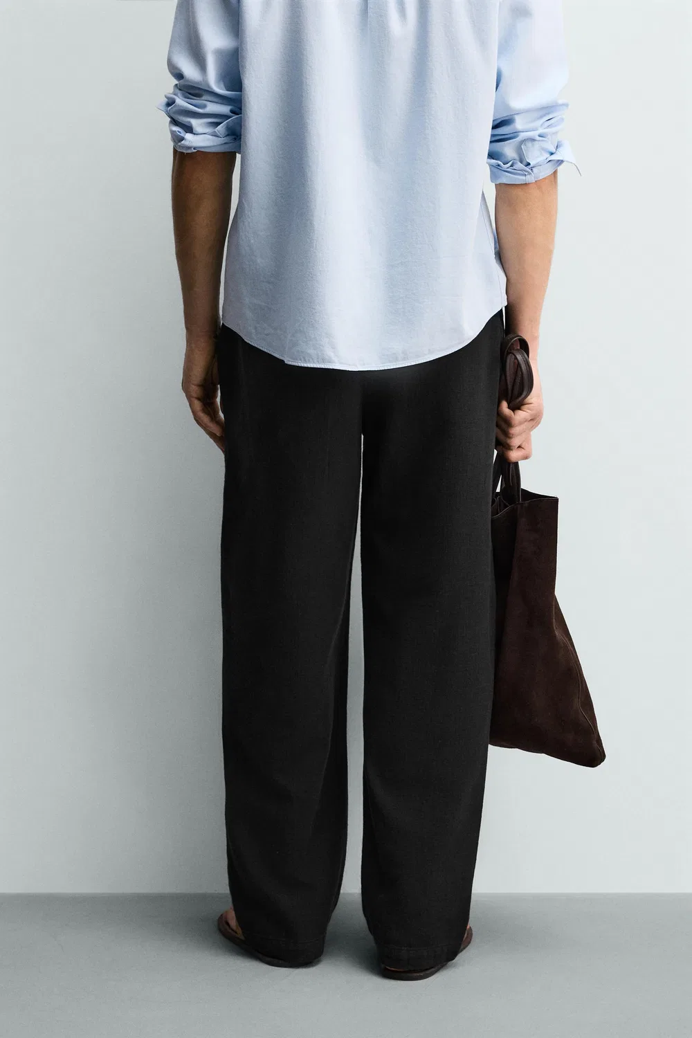 Текстурированные брюки свободного кроя ZARA, Black — фото 3