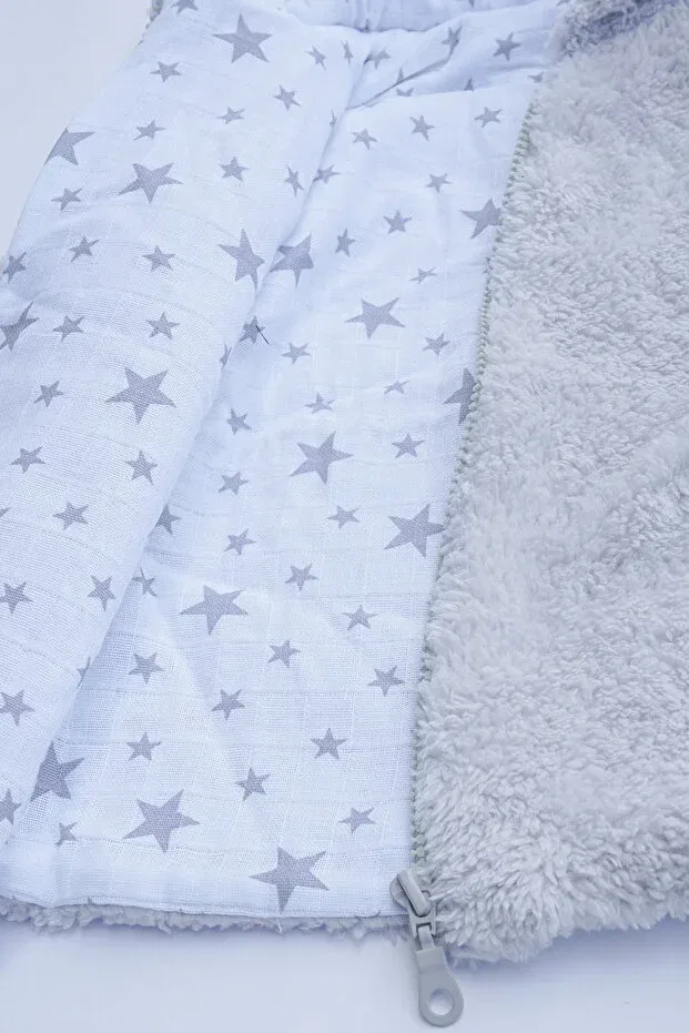 Детское пальто с капюшоном из плюша Nurbeli, Gray — фото 4