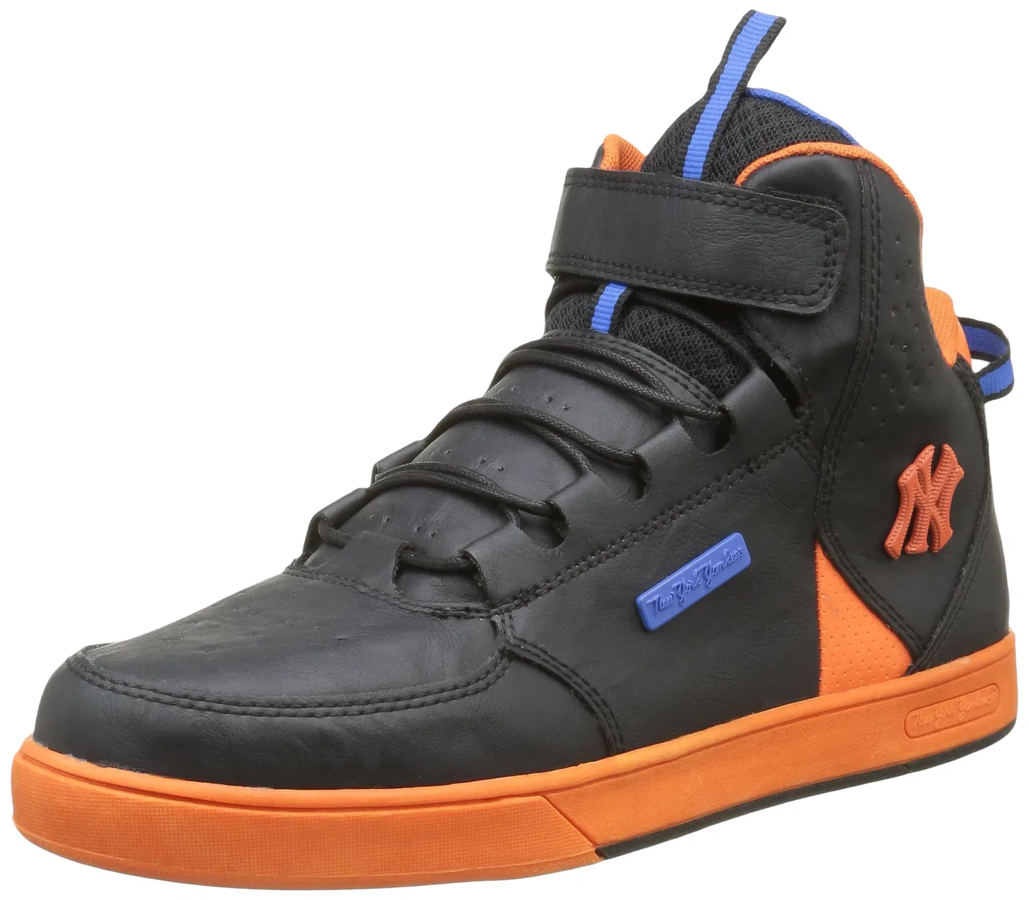 Детские высокие кроссовки для мальчиков с закрытым носком Waigu New York Yankees, Black Black Vibrant Orange El Blue 174