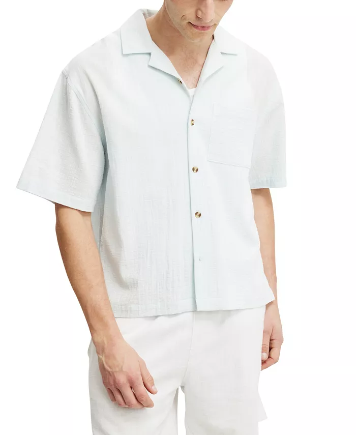 

Мужская рубашка Riviera Box Fit с коротким рукавом COTTON ON, синий