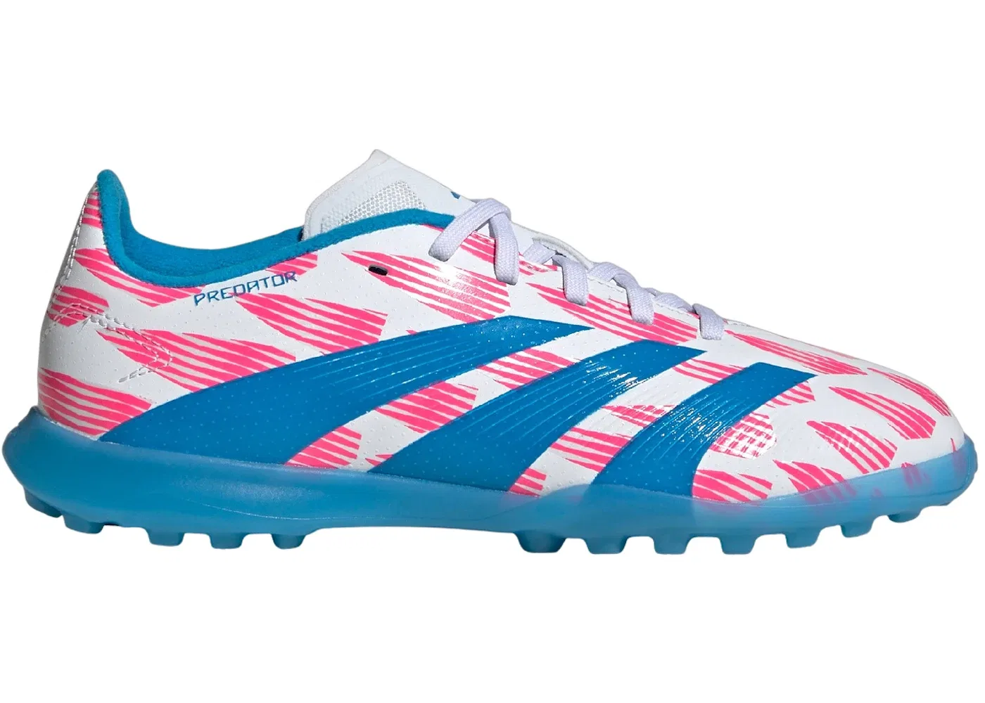 Детские кроссовки для газона Predator League Adidas, Cloud White Solar Blue Solar Pink