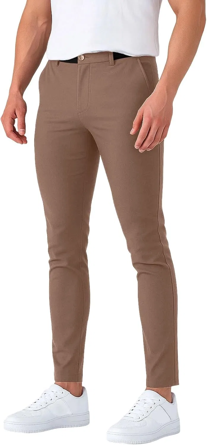 Мужские брюки зауженные Straight Fit с карманами, Ch004- Camel