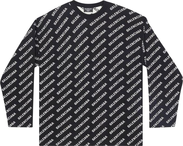 

Толстовка Balenciaga All-Over Crewneck 'Black/White', черный