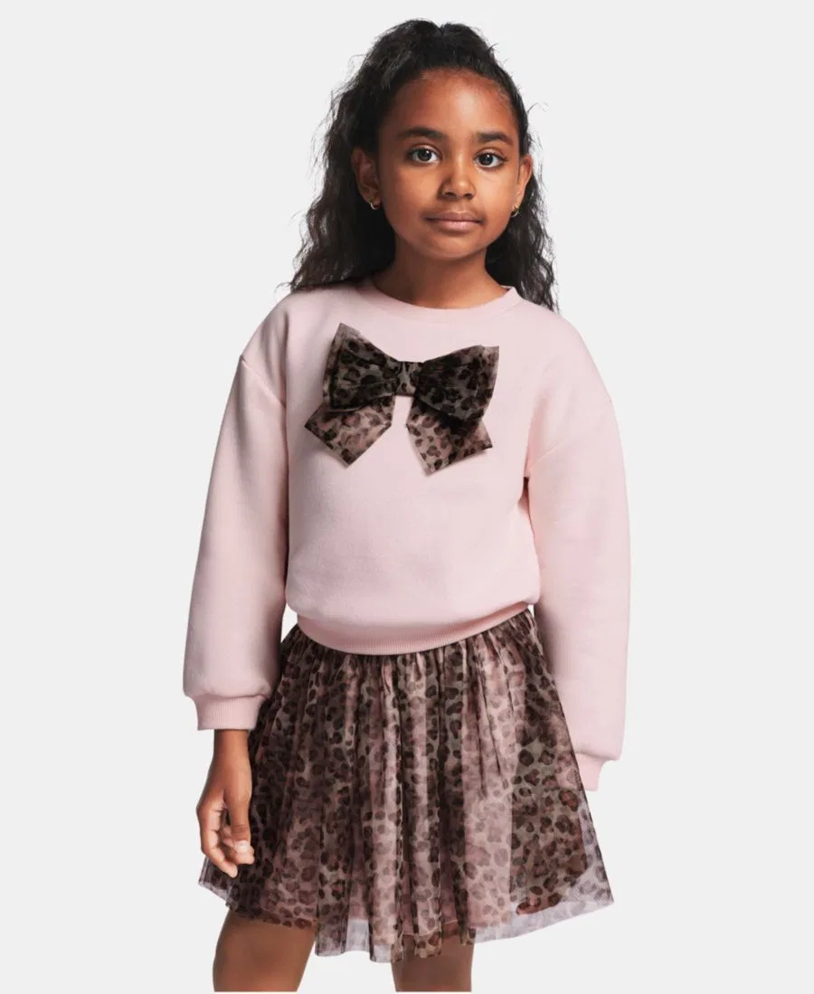 Комплект из свитшота и юбки с леопардовым принтом, модель Animal Print Kids Headquarters, Pink Print — фото 4