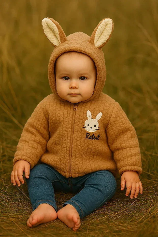 Детский кардиган с принтом Crocodile Patterned Aden Kids, Square Rabbit Coffee — фото 2