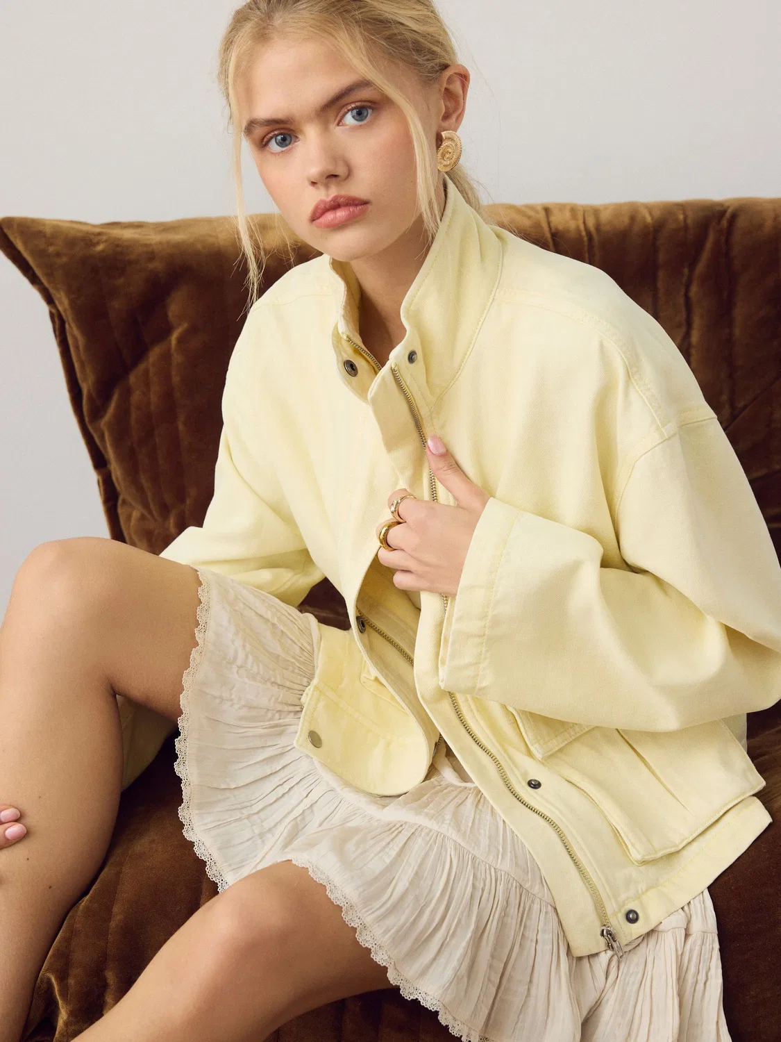 Куртка утилитарная с воротником-воронкой, Butter Yellow Next