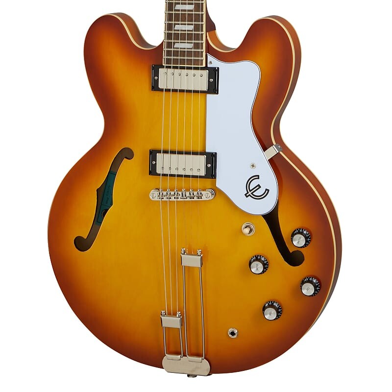 

Полуакустическая гитара Epiphone Riviera со звукоснимателями Mini Humbucker - Royal Tan Riviera Semi-Hollow Guitar w/ Mini Humbucker Pickups -