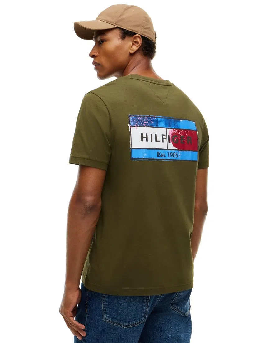 Футболка с графическим принтом Brand Love Back Flag Tommy Hilfiger, Huntsman Green