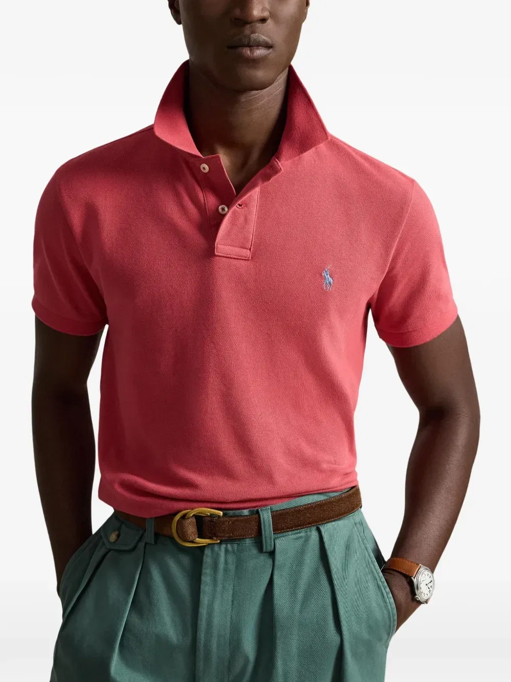 Сетчатая рубашка поло узкого кроя Polo Ralph Lauren, красный — фото 4
