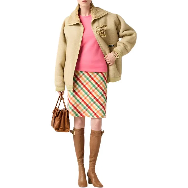 Женский топ с круглым вырезом из кашемира и шелка, Pink, MIU MIU — фото 2