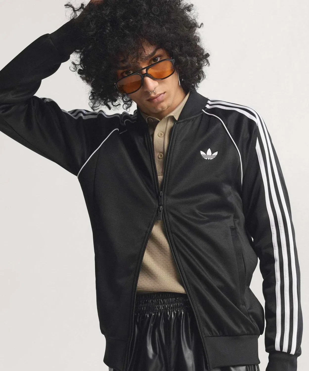 Мужская куртка-джерси с длинным рукавом Slim Fit Adidas Originals, Black — фото 3