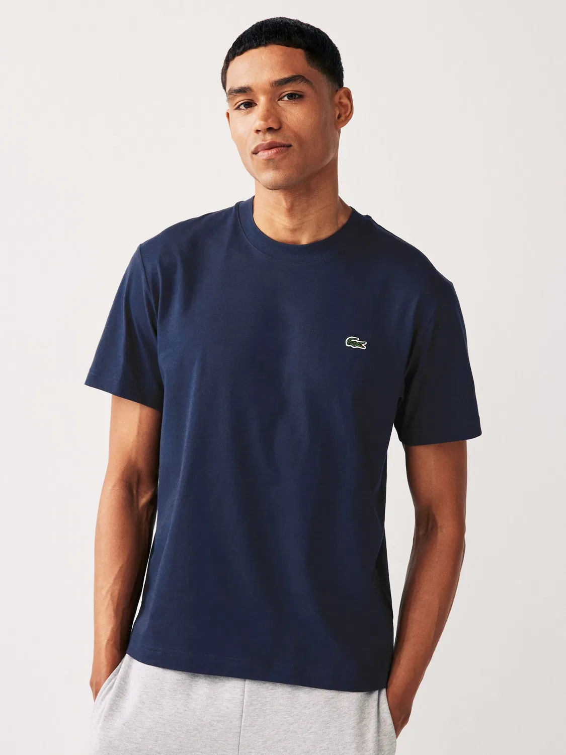 Lacoste Темно-синяя хлопковая футболка свободного кроя средней плотности из джерси
