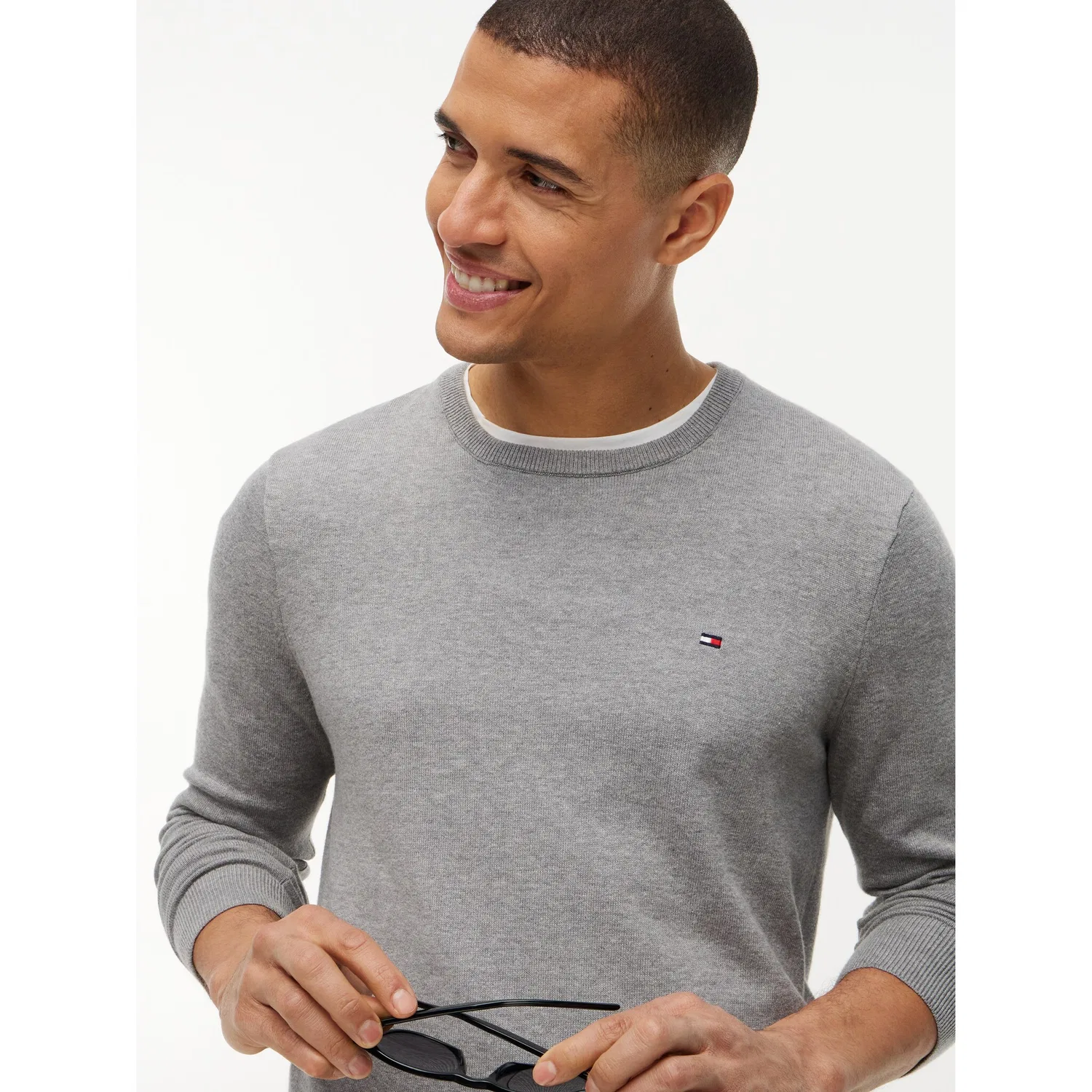 Мужской свитшот с круглым вырезом Essential Cotton Tommy Hilfiger, Medium Grey Heather — фото 4