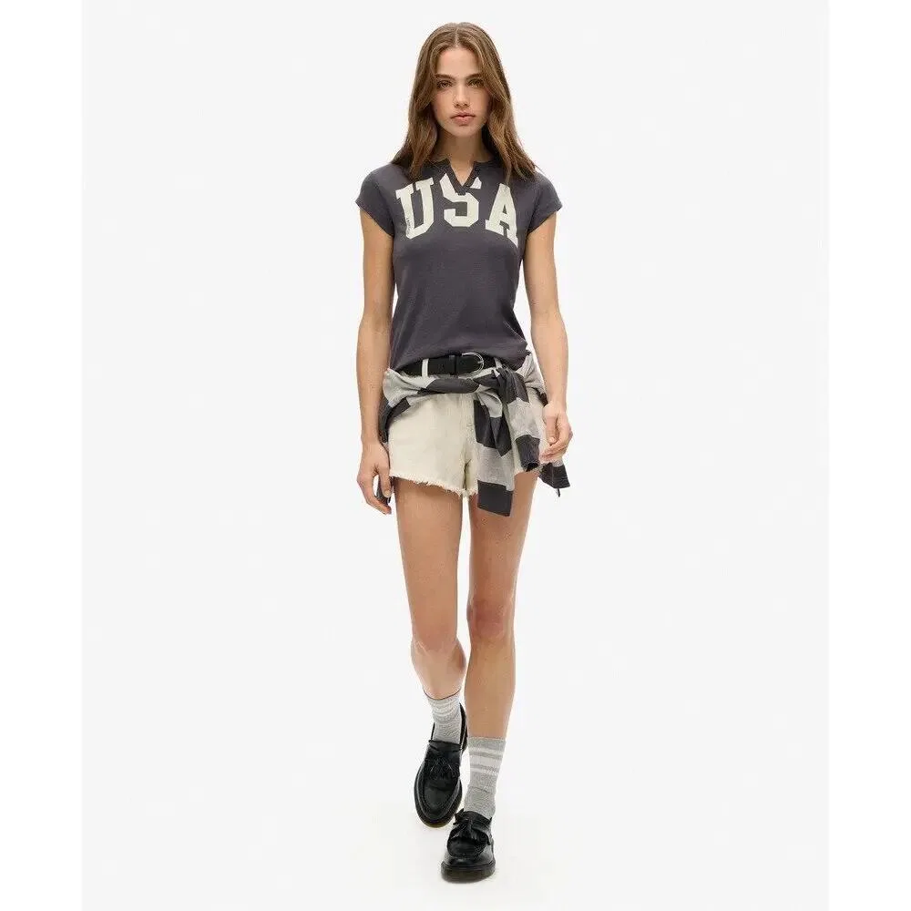 Женская футболка с принтом Athletic Essentials Superdry, Grau / Kohlengrau — фото 3