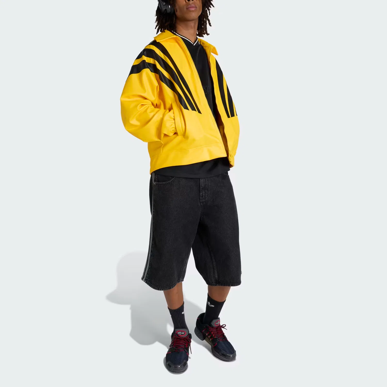 Мужские джинсовые шорты Firebird ADICOLOR Adidas Originals, Pure Black Denim — фото 3