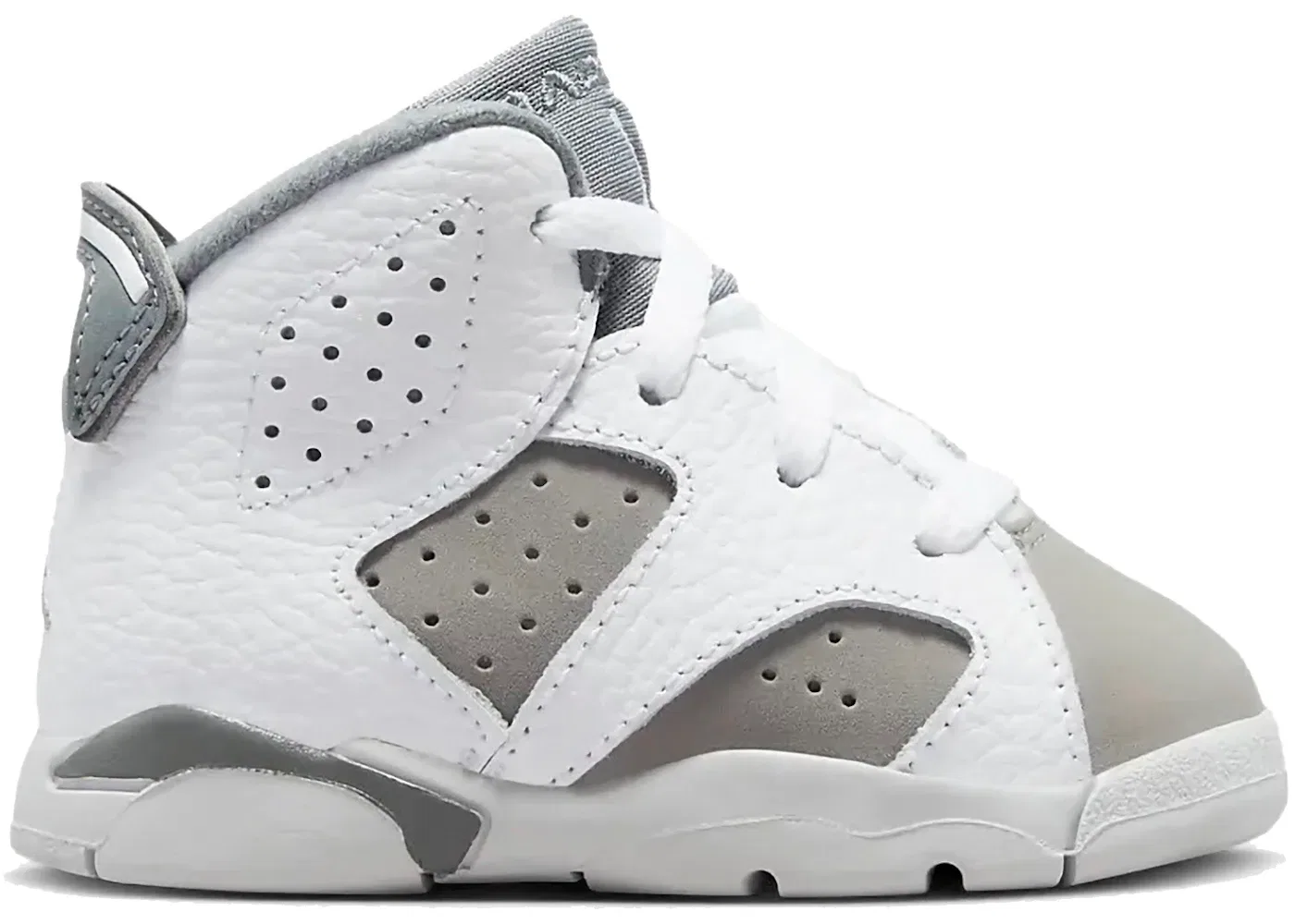 Детские кроссовки с серым нубуком Jordan 6 Retro Jordan, White/Medium Grey/Cool Grey