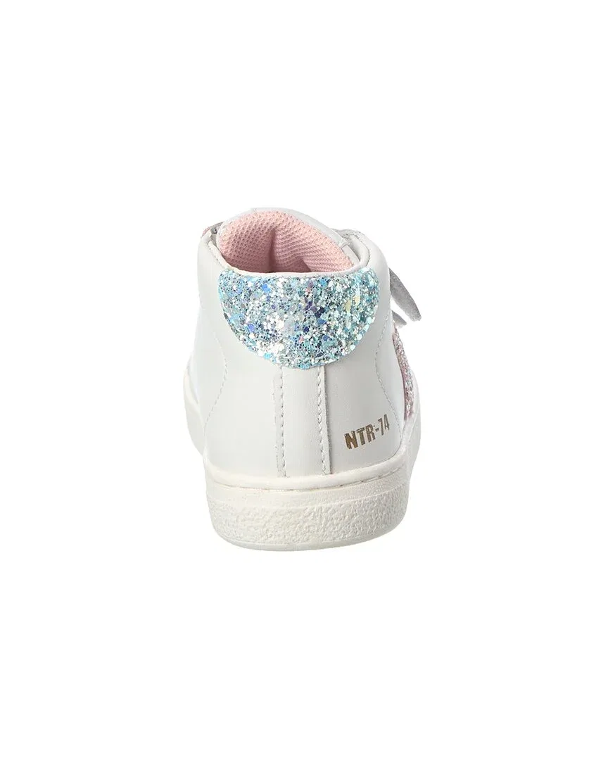 Детские кроссовки для девочек из кожи на липучке Naturino Pinn High Leather Sneaker, White — фото 3