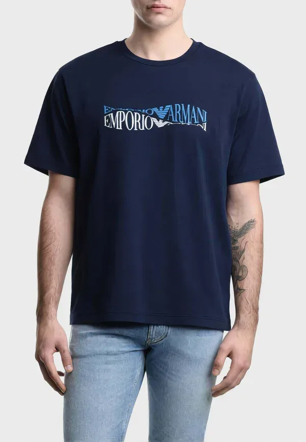 Футболка с принтом «Свежее лето» Emporio Armani, синий