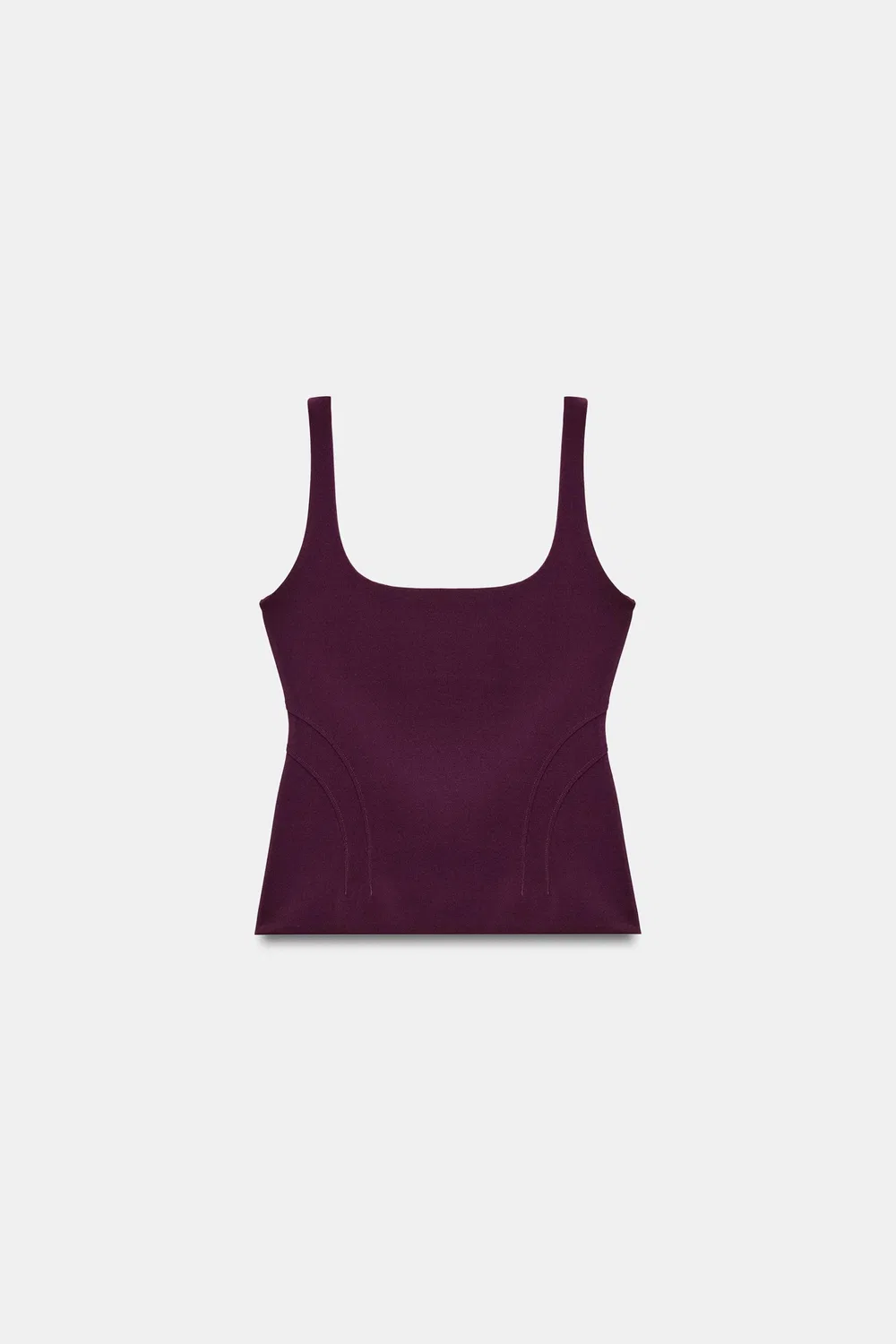 Топ из эластичного материала, вдохновленный корсетом. ZARA, Dark aubergine — фото 4
