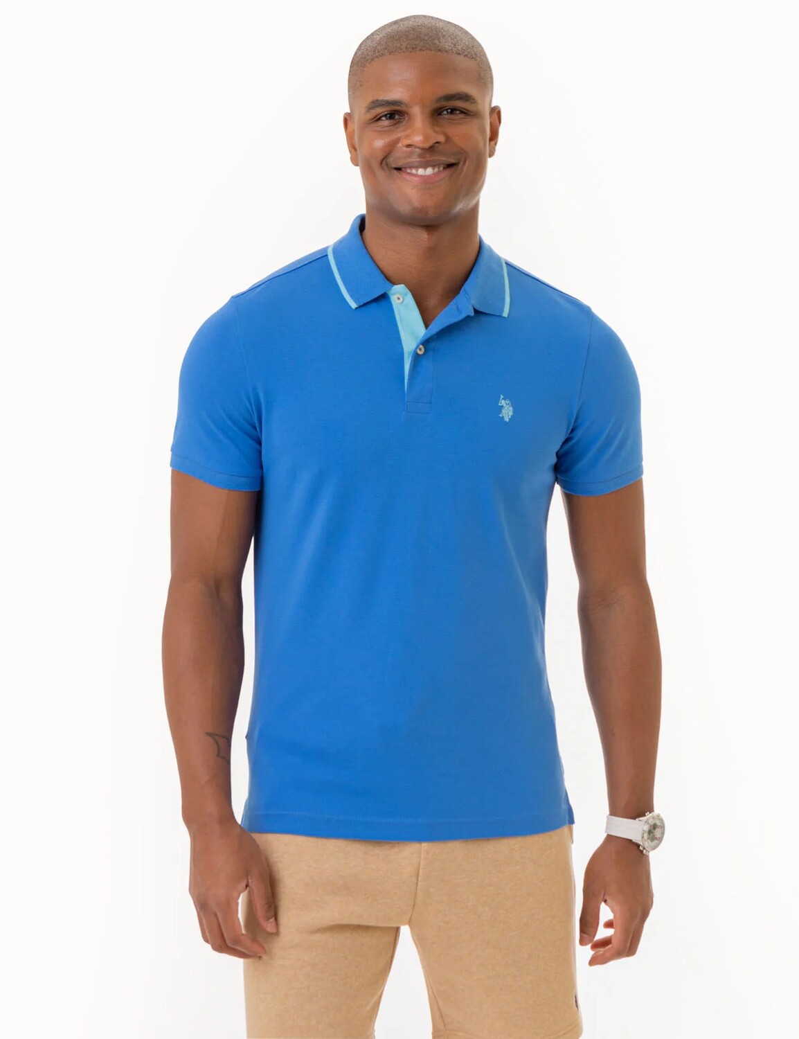 

Футболка поло U.S. Polo Assn. Slim Fit Stretch Pique Solid, синий