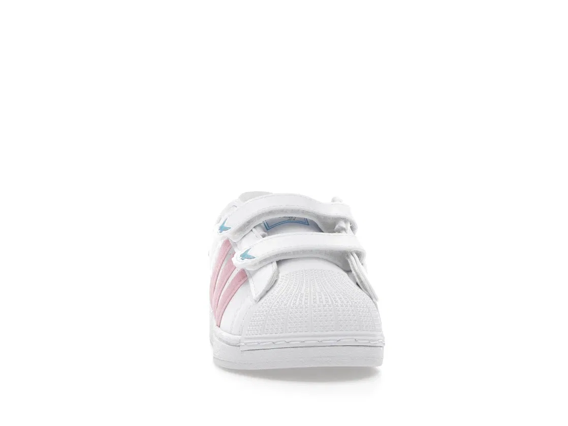 Детские кроссовки с застежкой-липучкой Adidas Superstar II Comfort Closure, Cloud White Light Pink Lucid Aquamarine — фото 2
