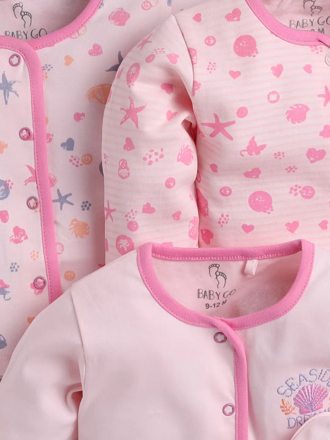 Комплект футболок с длинным рукавом, 3 шт, Baby Go, розовый — фото 4