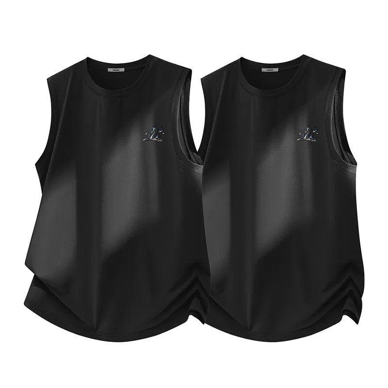 Детский топ-майка без рукавов [2 Pack] MINISO, Black+Black (Mb Whale Tail Chase Chest Logo)