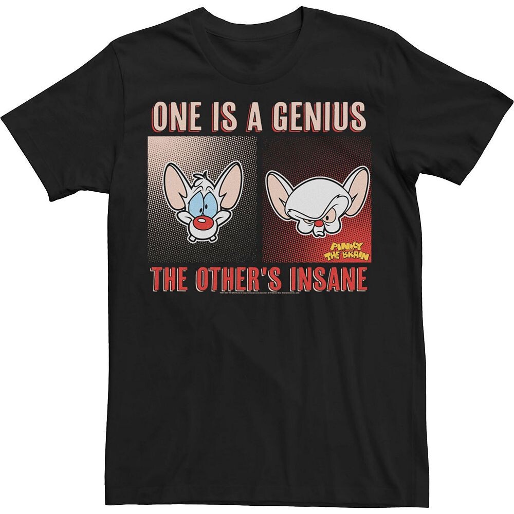 

Мужская футболка Pinky And The Brain One Is A Genius, футболка Other's Insane Licensed Character, черный