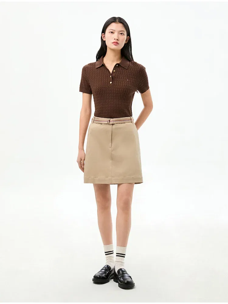 Футболка с длинным рукавом, хлопковая, Polo TOMMY HILFIGER, Dark Brown — фото 2