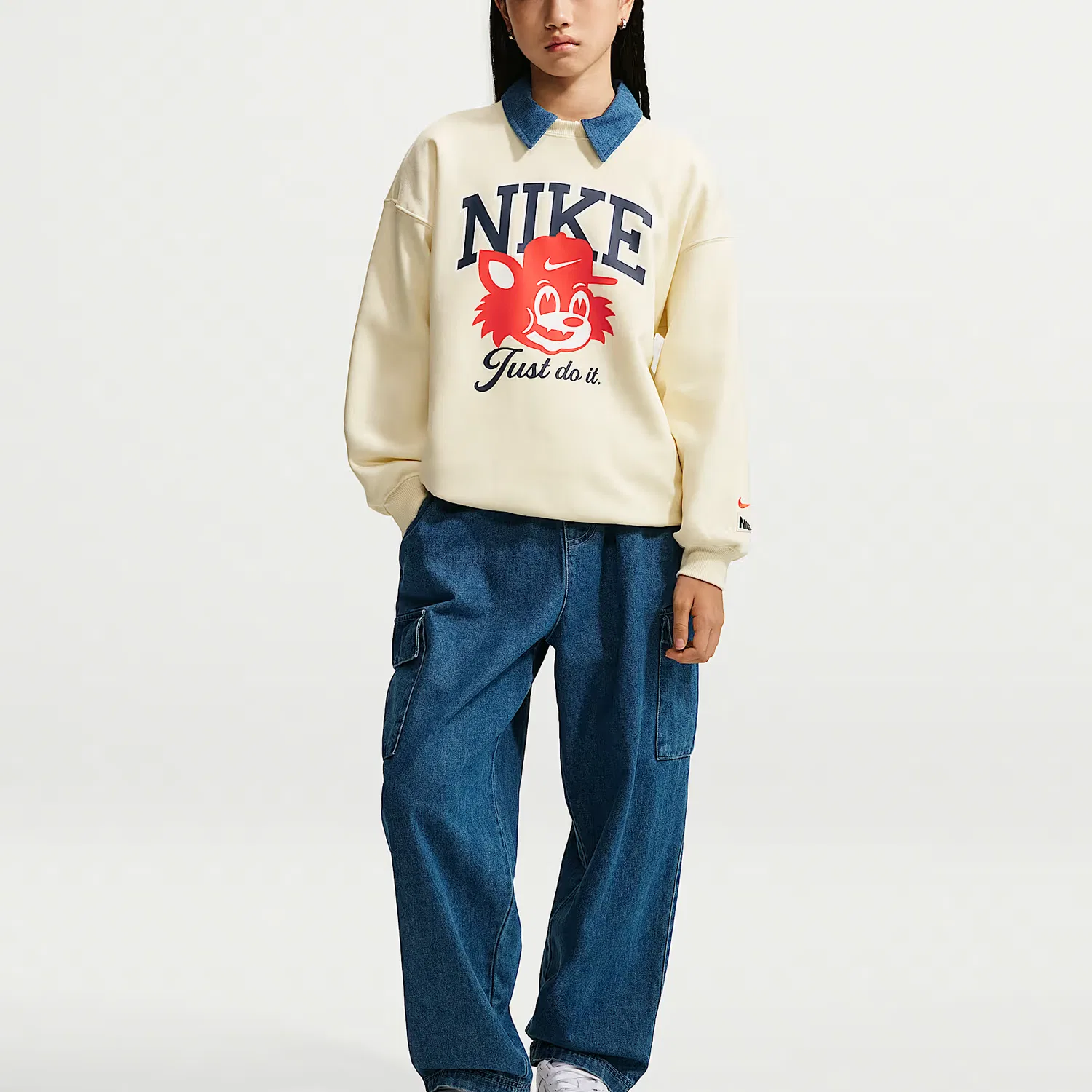 Детский свитшот с начесом Oversize Style Nike, Coconut Milk — фото 3