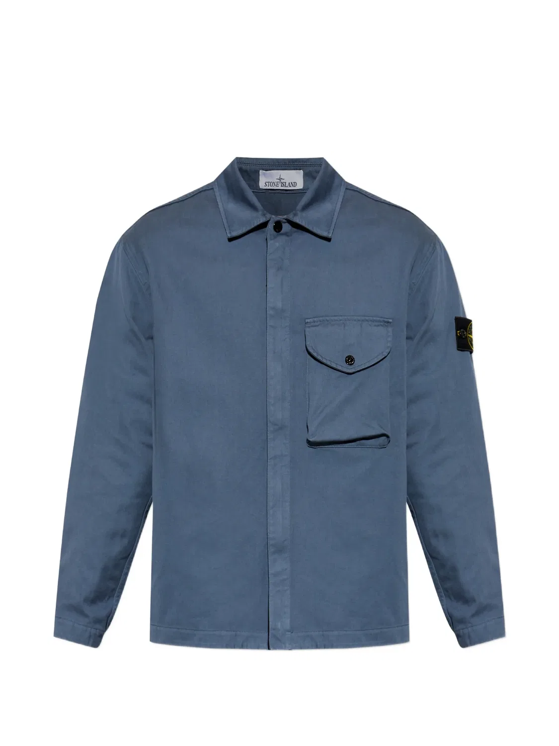 Stone Island Рубашка-куртка в ломаном твилле, Синий