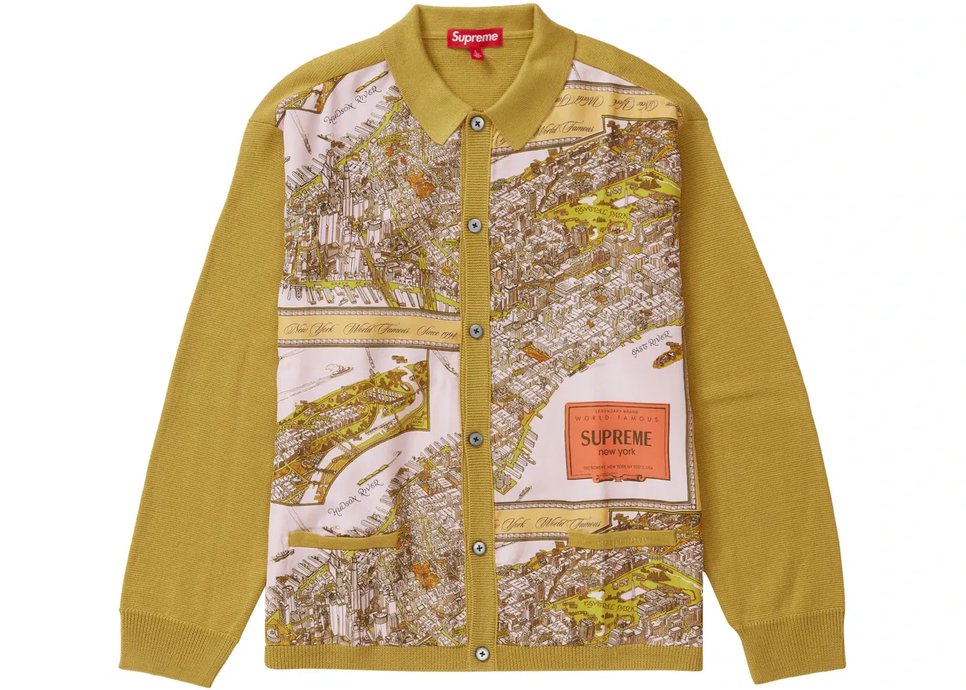 Мужской кардиган с принтом Supreme Mustard